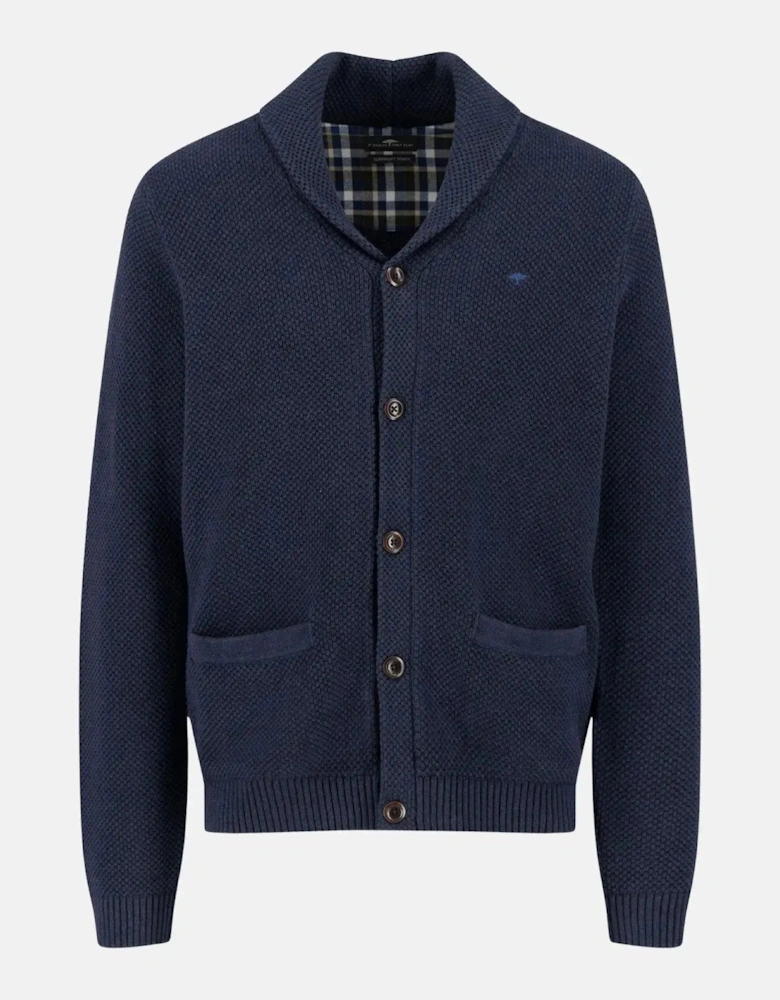 Buttoned Shawl Collar Cardigan Navy