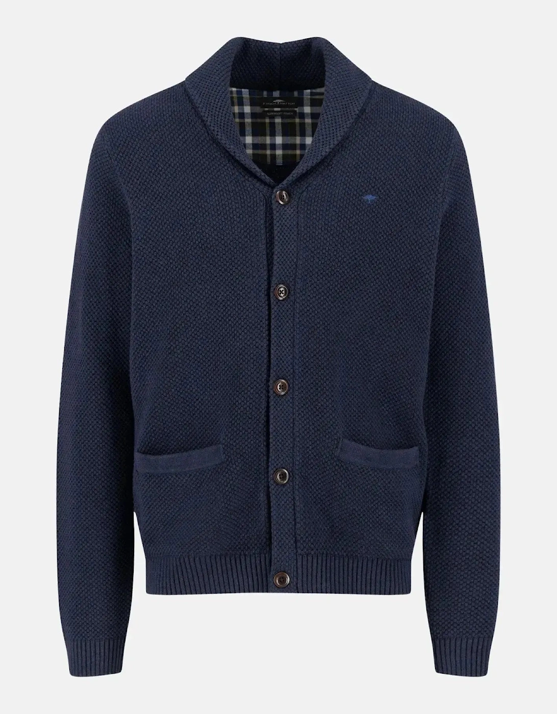 Buttoned Shawl Collar Cardigan Navy