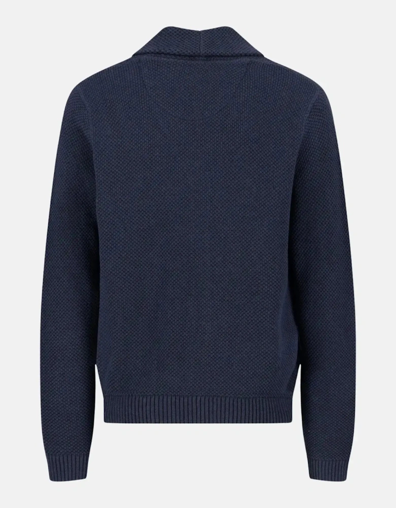 Buttoned Shawl Collar Cardigan Navy