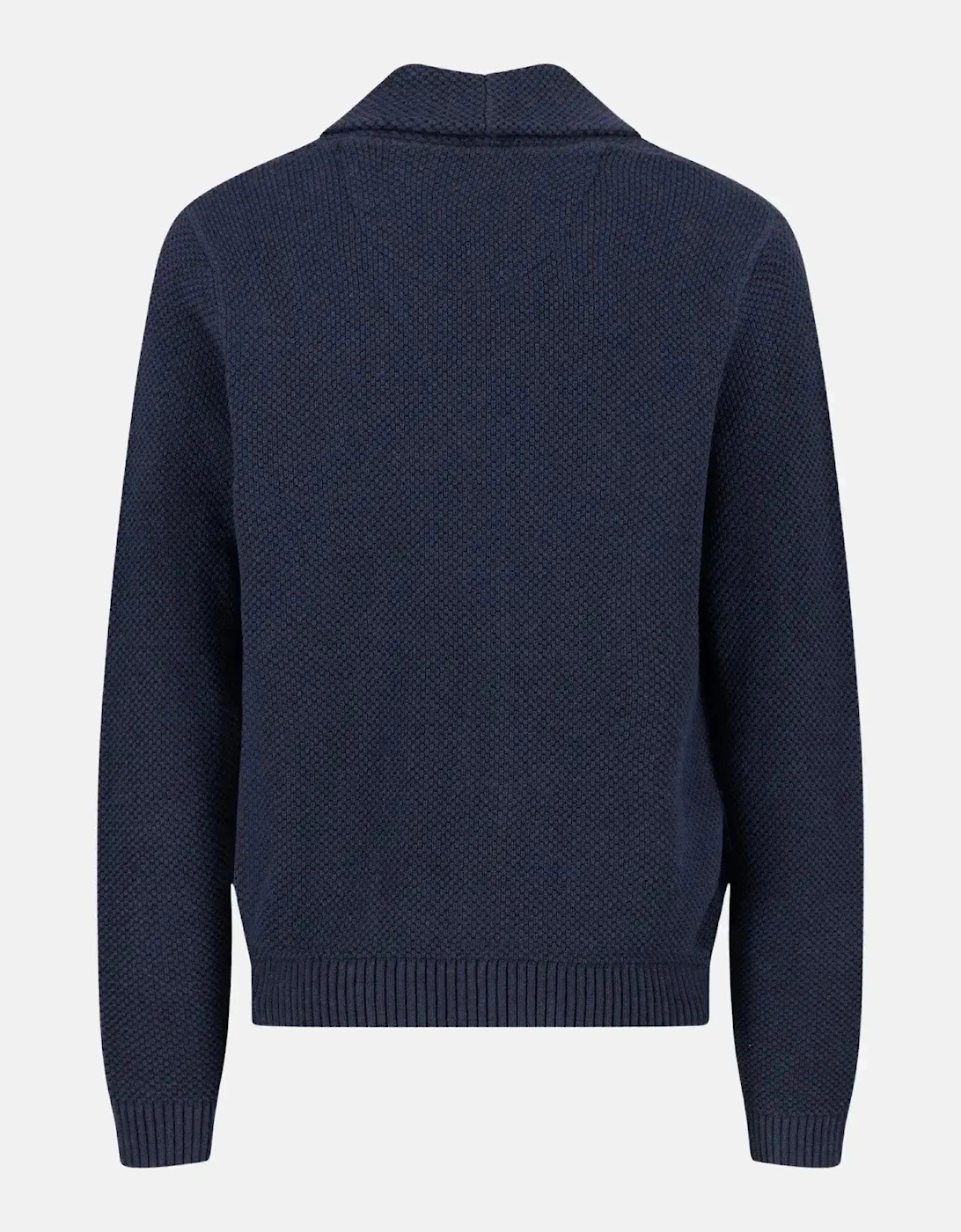 Buttoned Shawl Collar Cardigan Navy