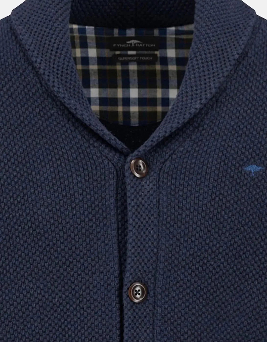 Buttoned Shawl Collar Cardigan Navy