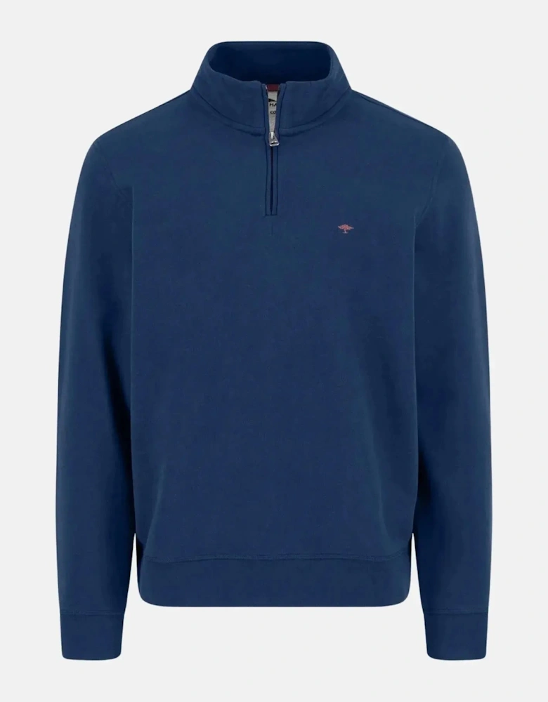 1/4 Zip Stand Collar Cotton Sweat Midnight