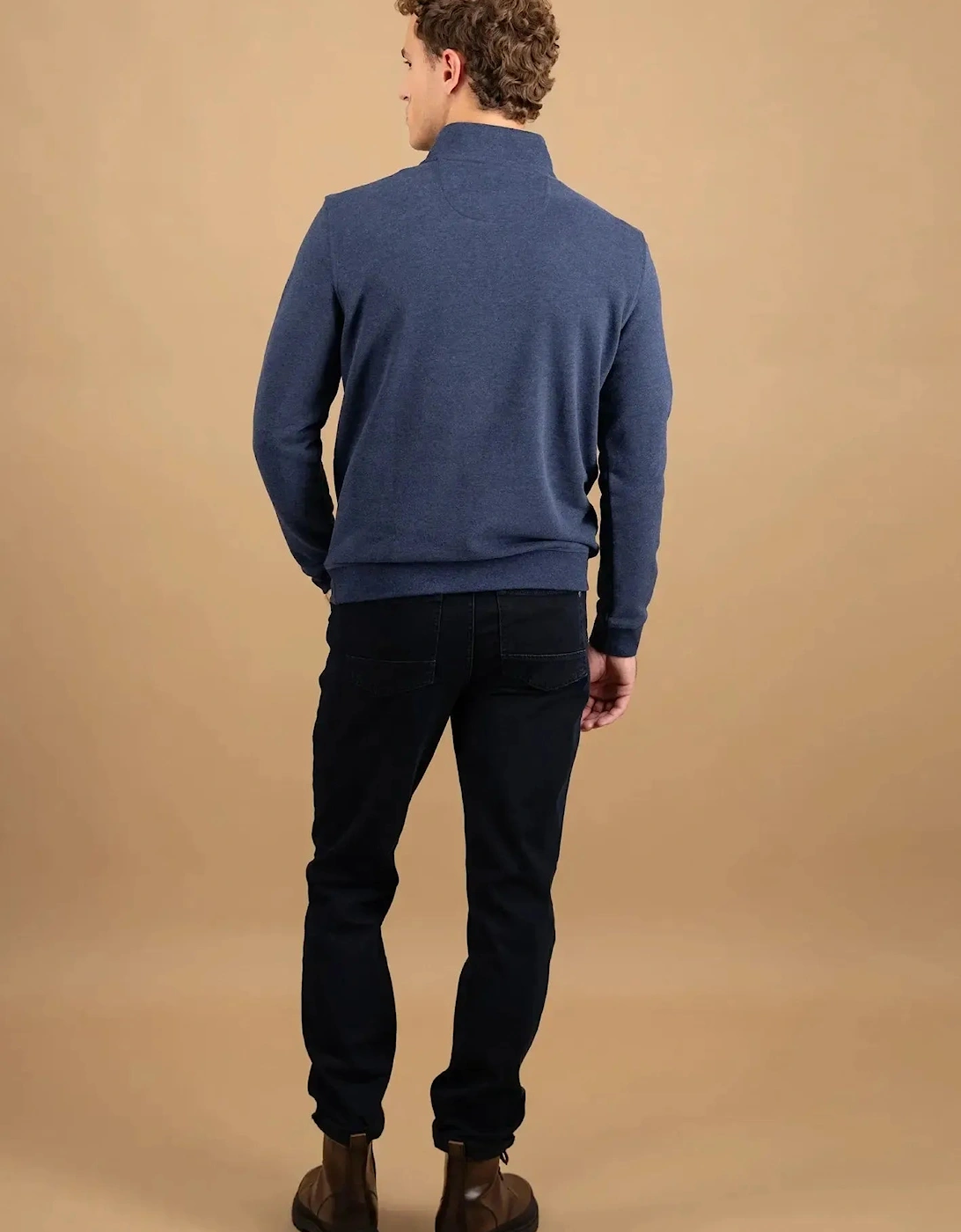 1/4 Zip Stand Collar Cotton Sweat Midnight