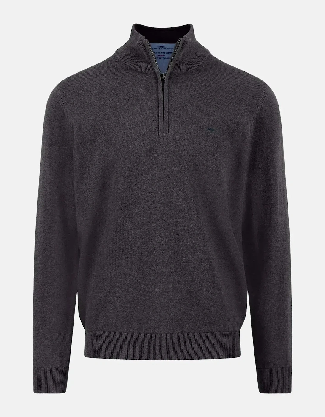 Fine Knit Cotton 1/4 Zip Charcoal, 4 of 3