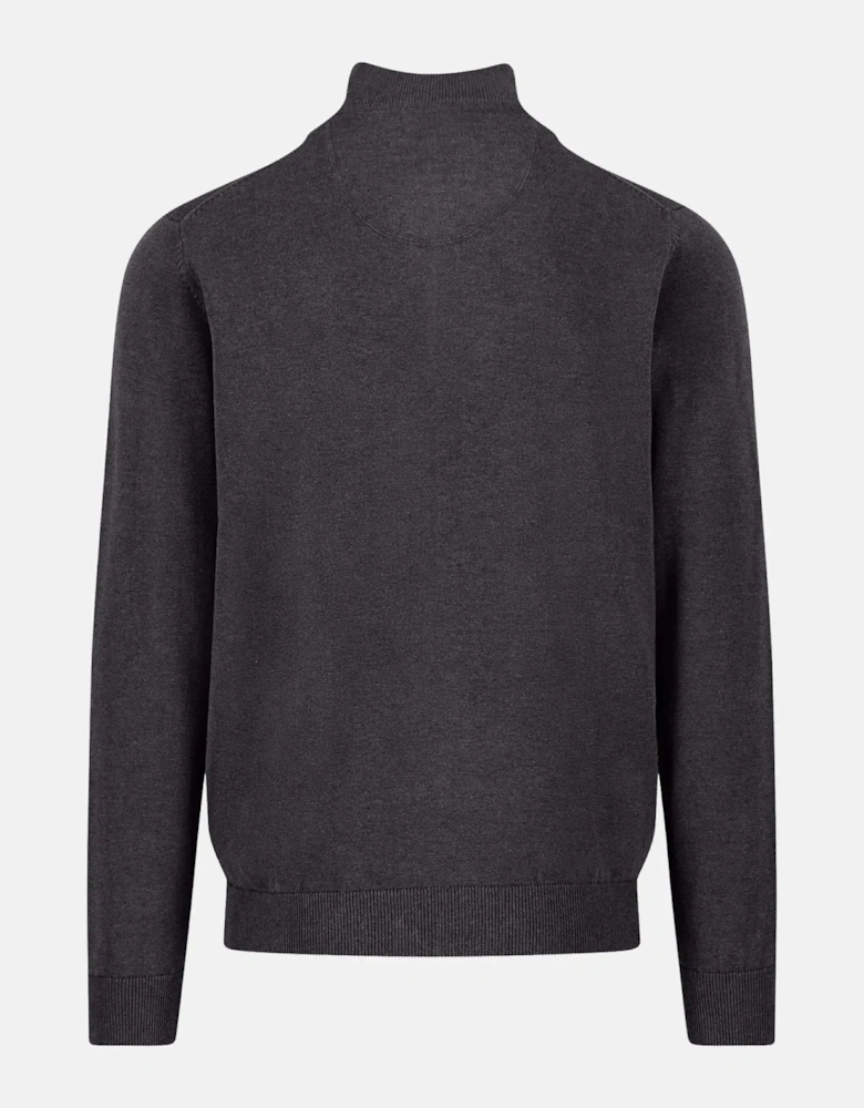 Fine Knit Cotton 1/4 Zip Charcoal