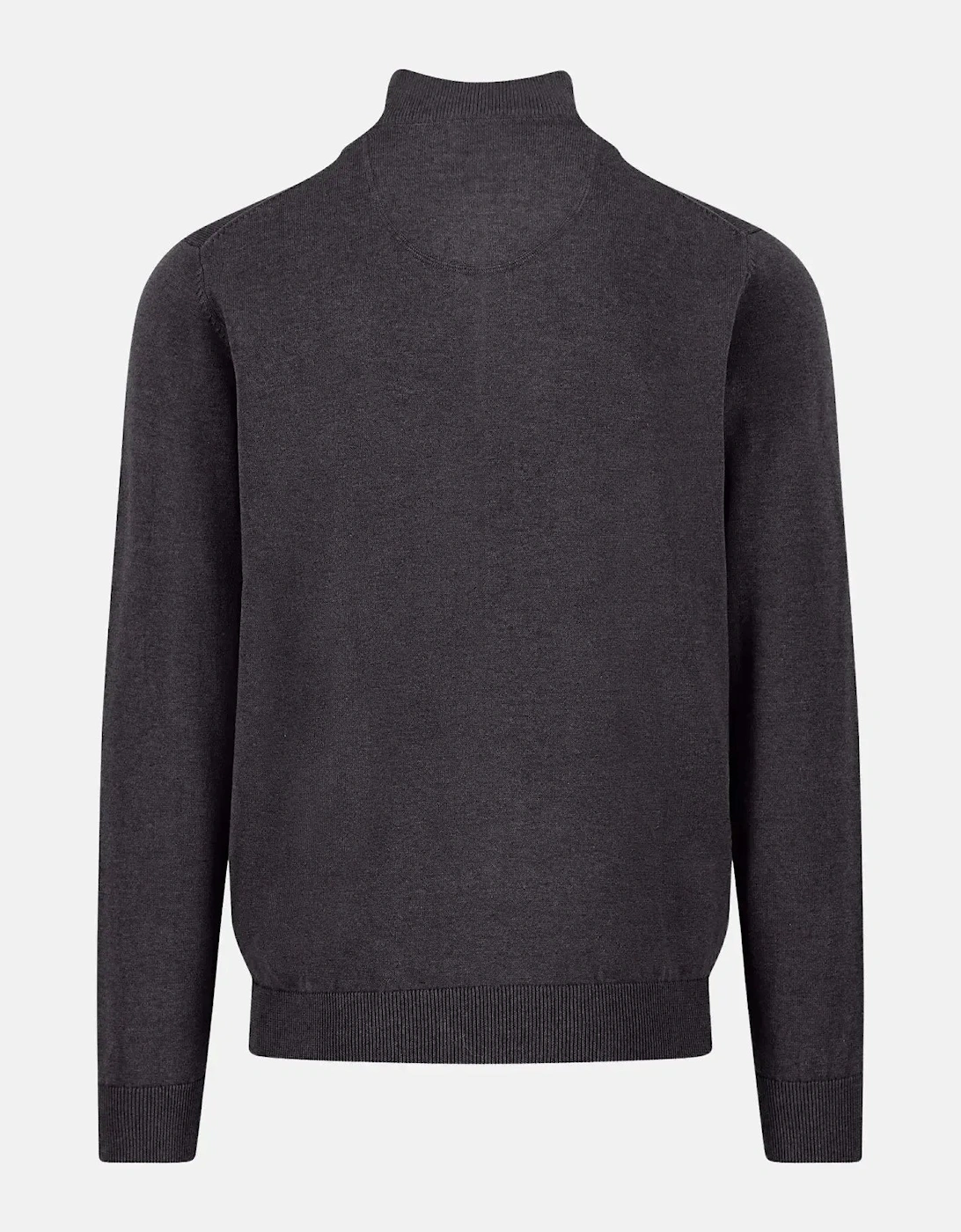 Fine Knit Cotton 1/4 Zip Charcoal
