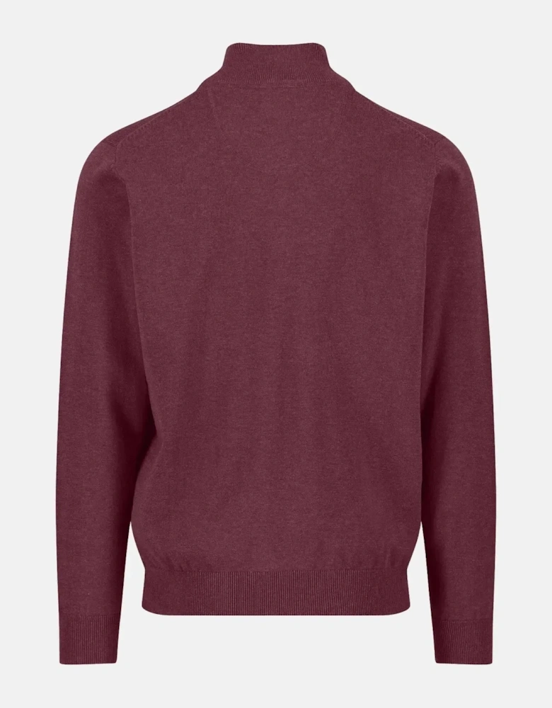 Fine Knit Cotton 1/4 Zip Deep Merlot