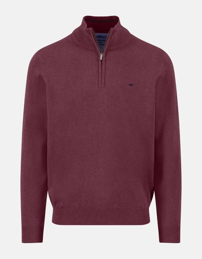 Fine Knit Cotton 1/4 Zip Deep Merlot