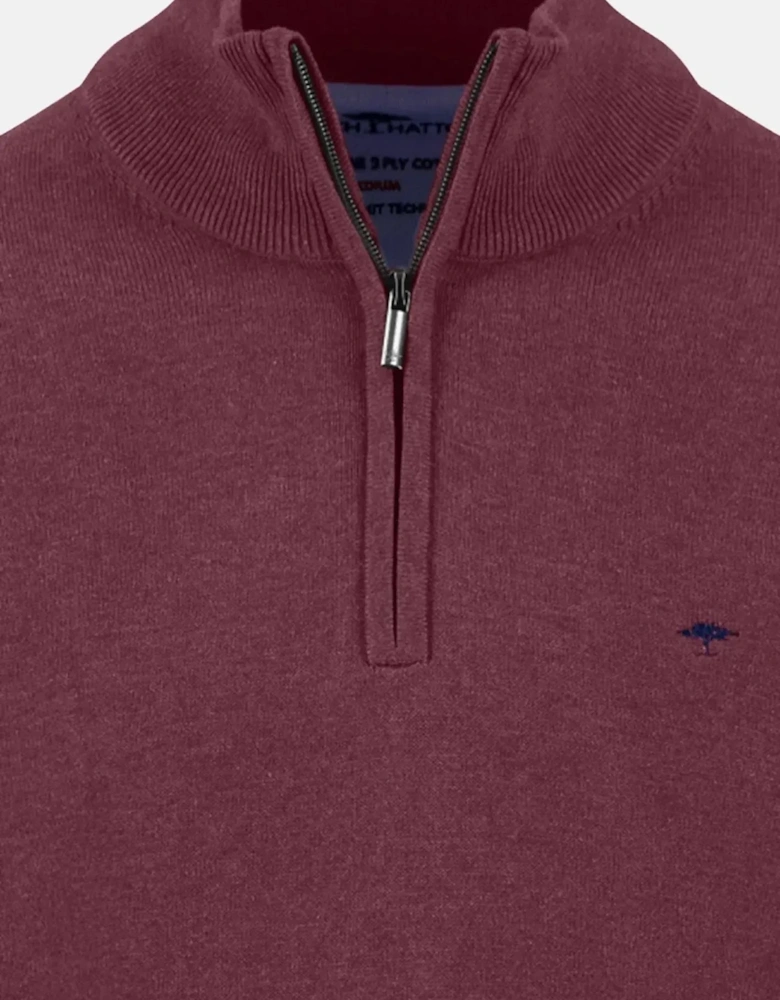 Fine Knit Cotton 1/4 Zip Deep Merlot