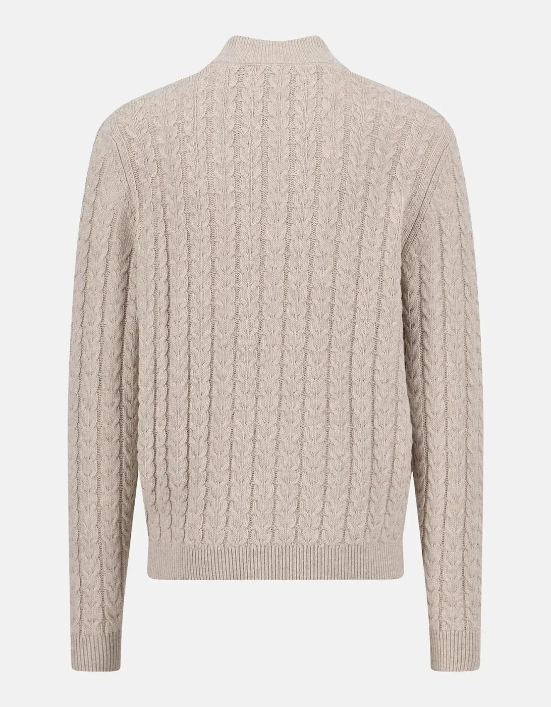 Cotton-Wool Button Neck Cable Knit Sweater New Off-White