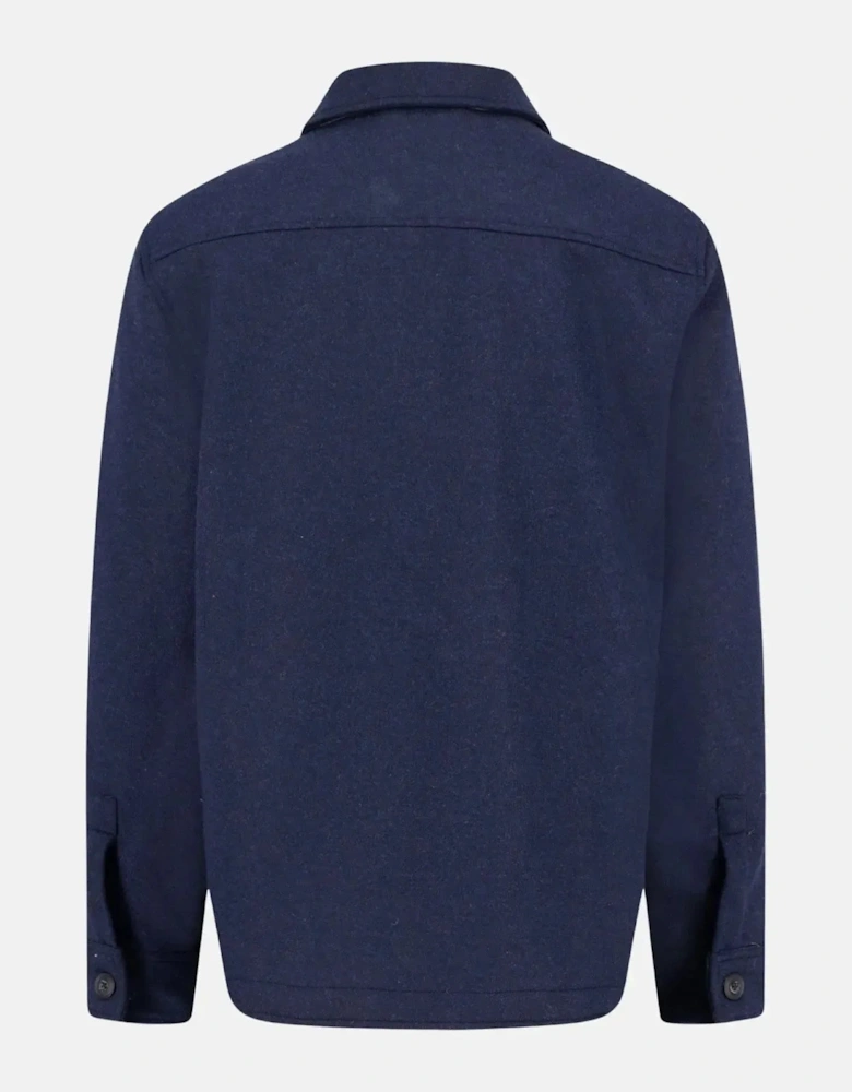 Wool Blend Melange Overshirt Dark Navy