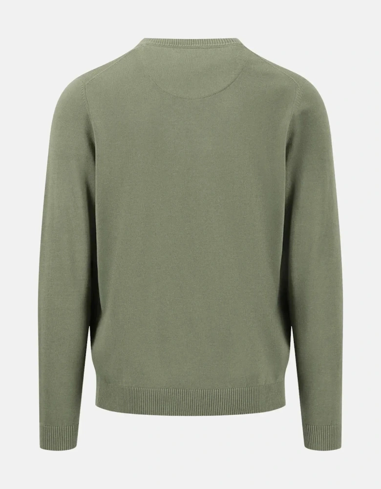 Fine Knit Crewneck Cotton Knit Light Khaki