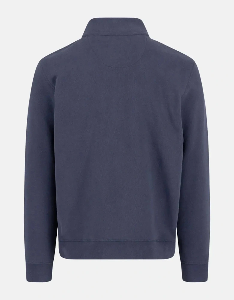 1/4 Zip Stand Collar Cotton Sweat Navy