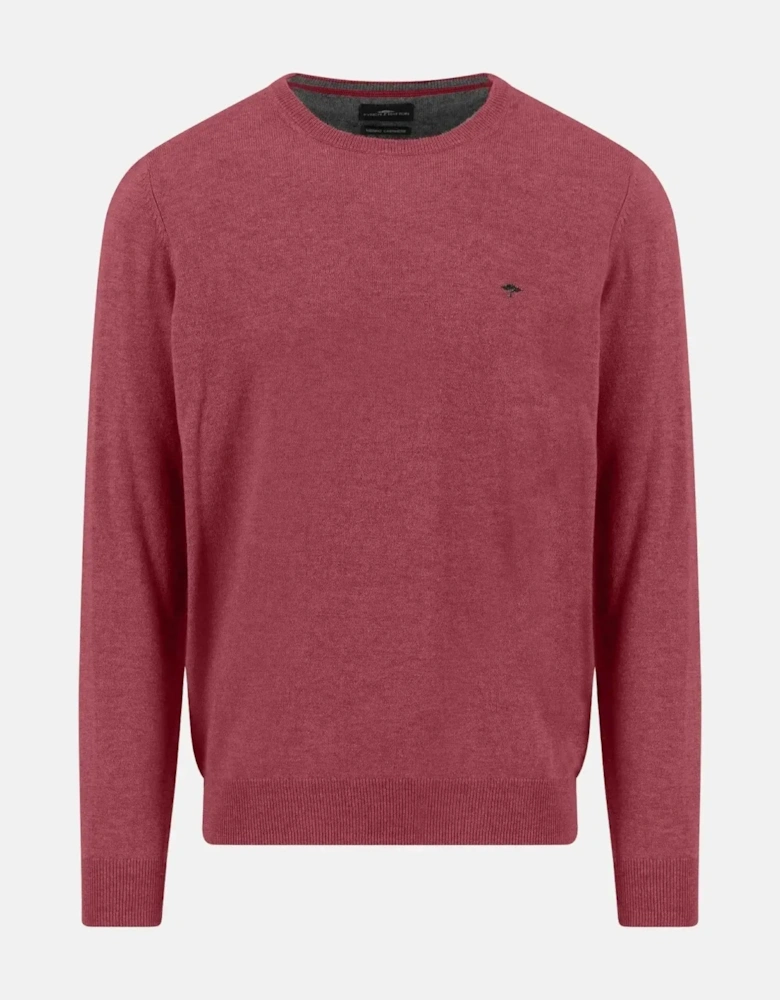 Merino Wool Cashmere Crewneck Knit Berry