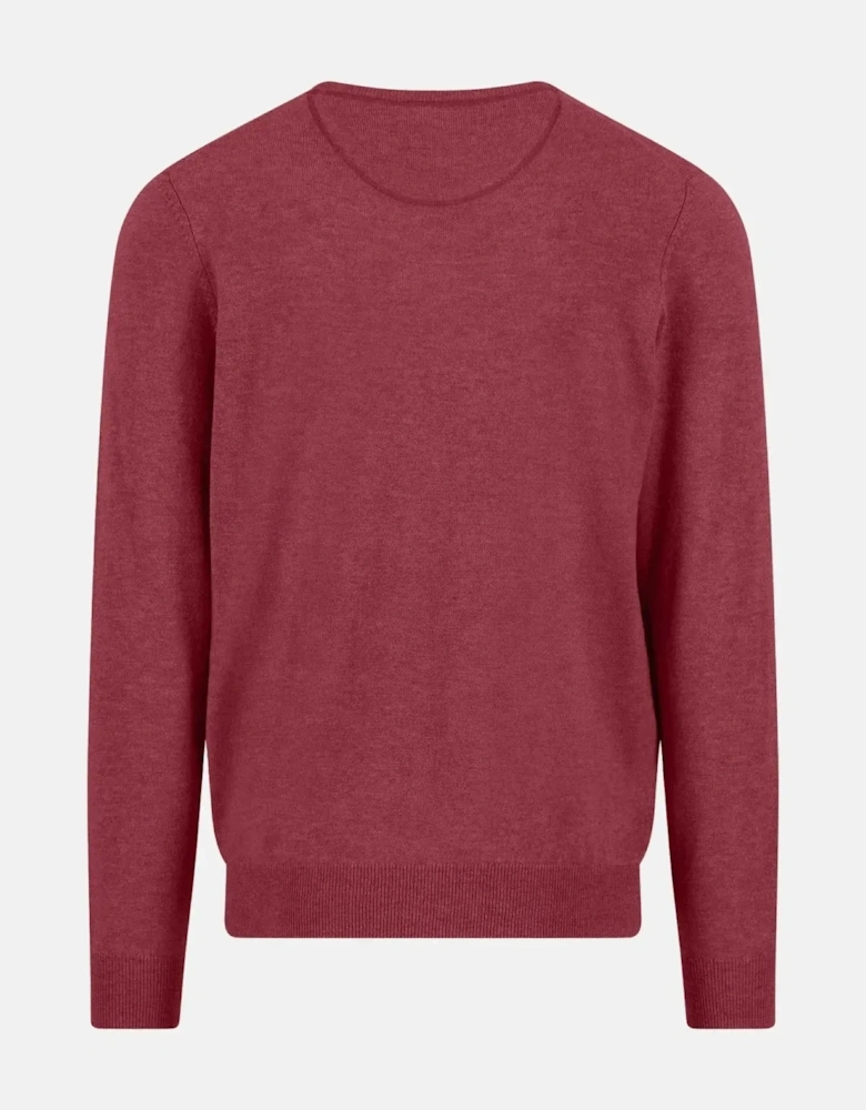Merino Wool Cashmere Crewneck Knit Berry
