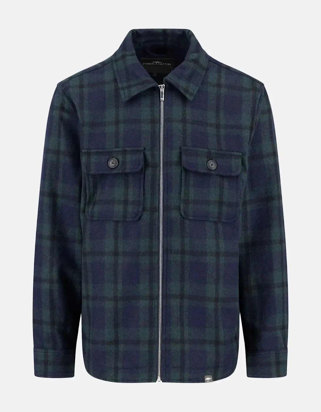 Wool Mix Checked Overshirt Dark Navy, 4 of 3