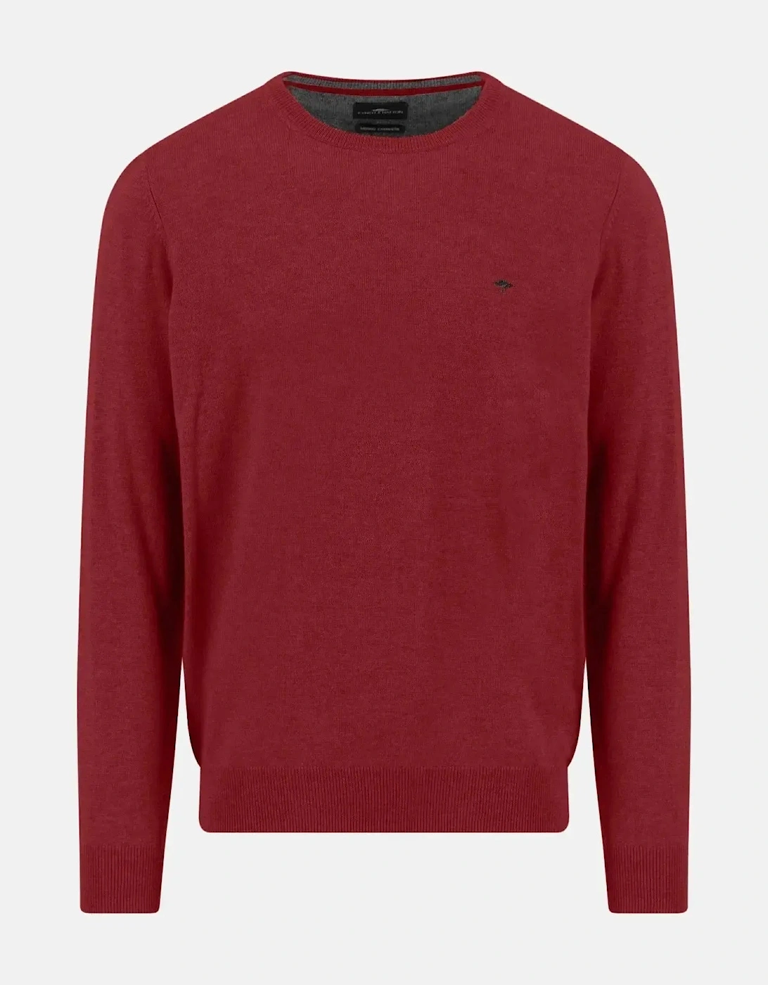 Merino Wool Cashmere Crewneck Knit Garnet Red