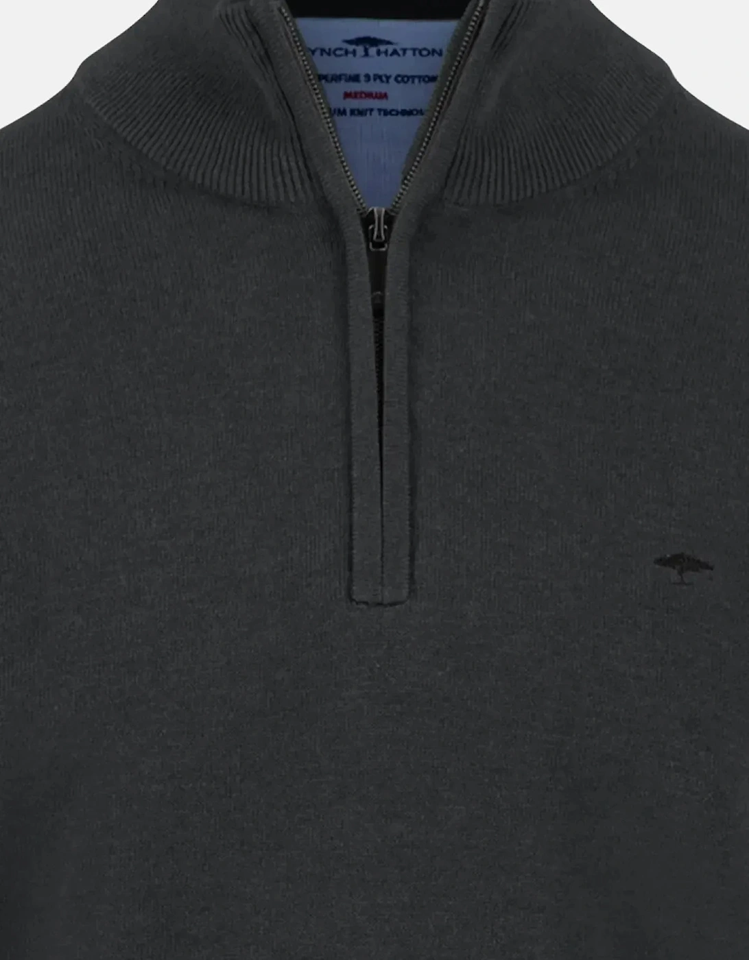 Fine Knit Cotton 1/4 Zip Black