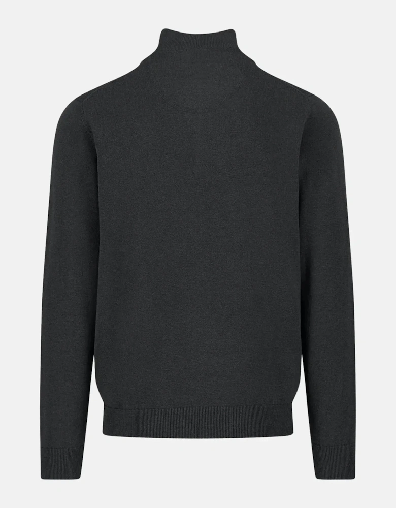Fine Knit Cotton 1/4 Zip Black