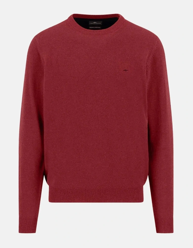 Pure Lambswool Crewneck Knit Garnet Red