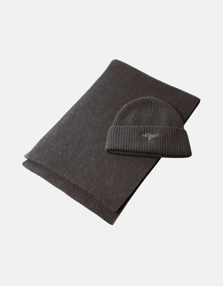 Pure Wool Beanie & Scarf Set Charcoal