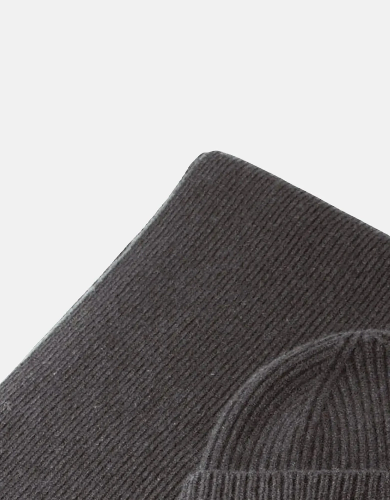 Pure Wool Beanie & Scarf Set Charcoal