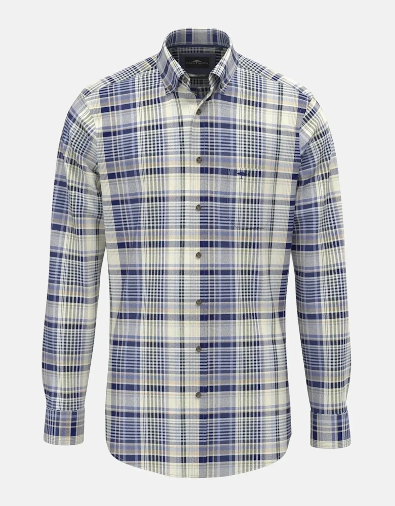 Colourful Flannel Button Down Check Shirt Misty Blue