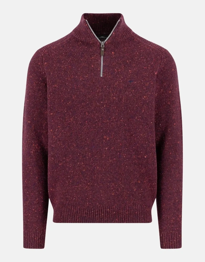 Donegal Wool 1/4 Zip Knit Deep Merlot