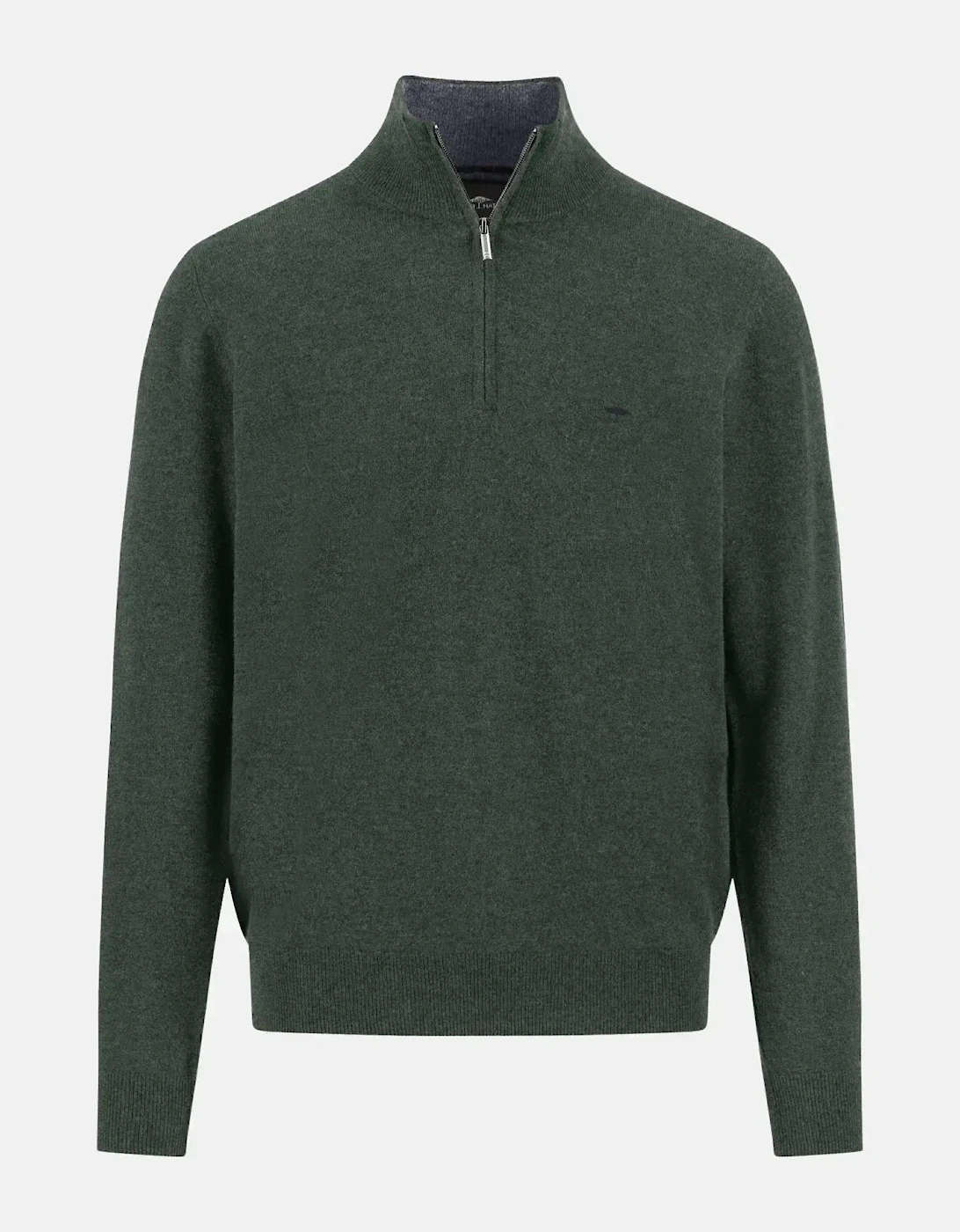 Merino Wool Cashmere 1/4 Zip Knit Dark Ivy, 6 of 5