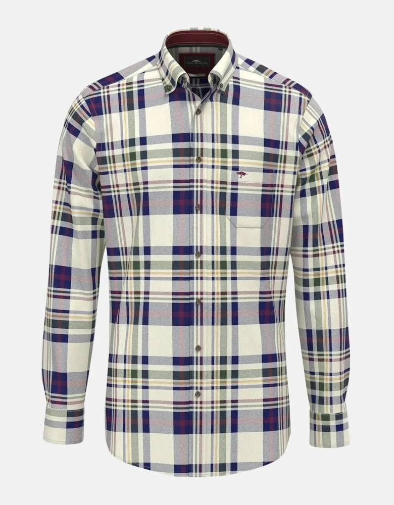 Colourful Check Button Down Shirt Deep Merlot