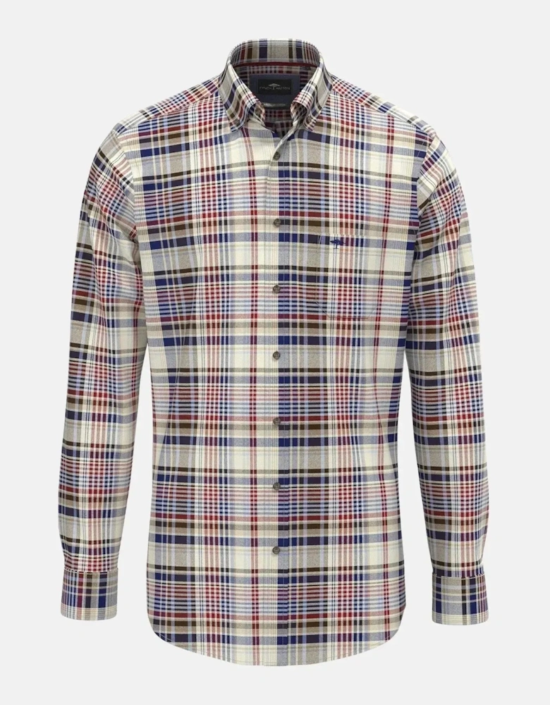 Colourful Flannel Button Down Check Shirt Garnet Red