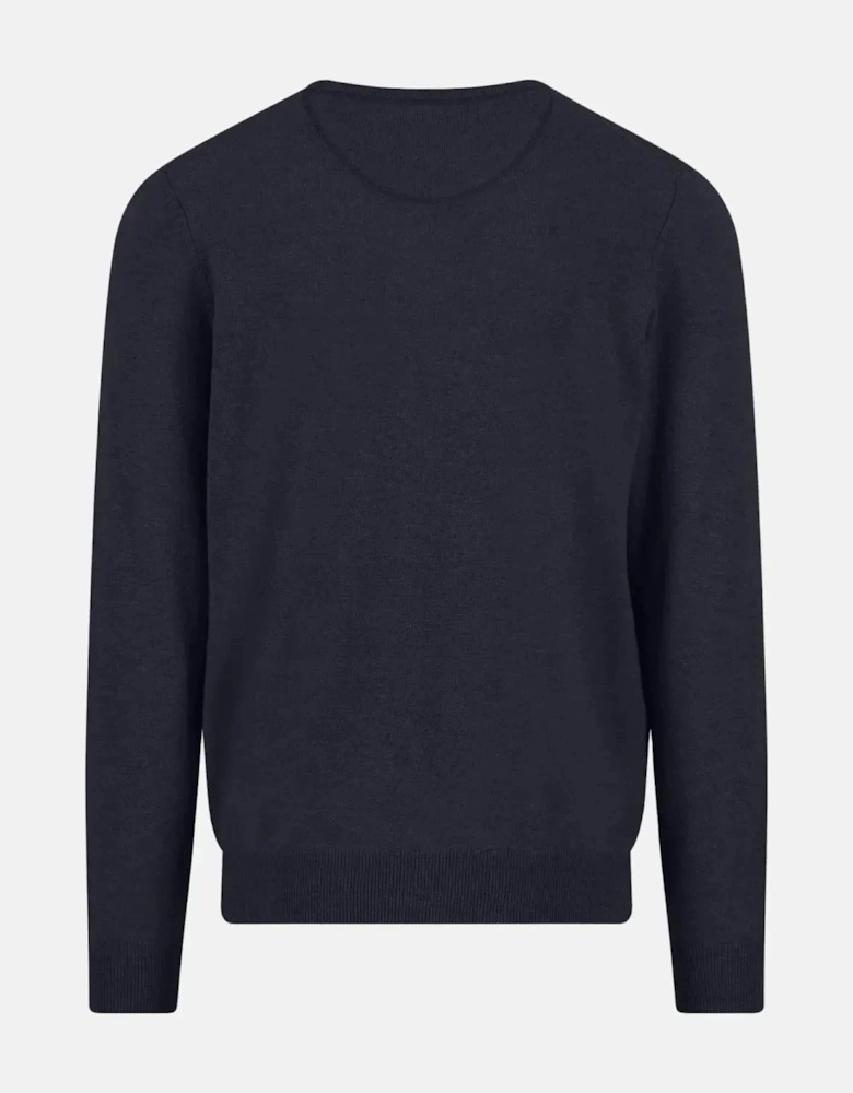 Merino Wool Cashmere Crewneck Knit Navy