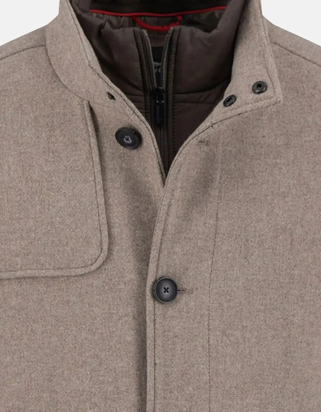 Standcollar Insert Wool Mix Coat Sand