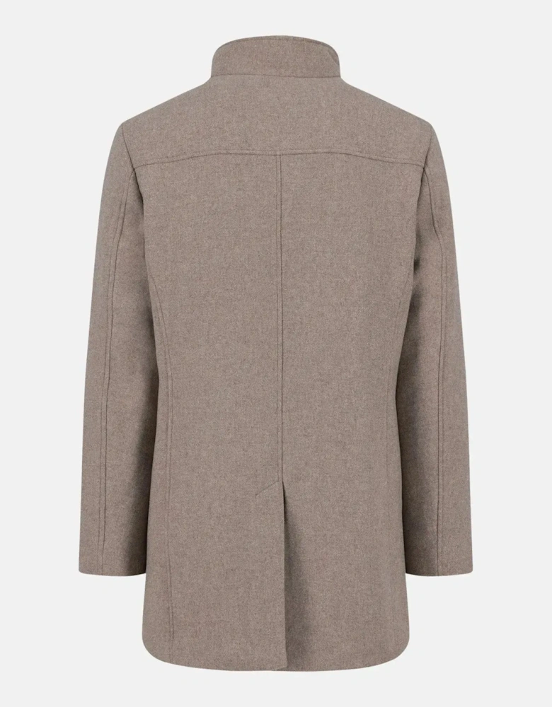 Standcollar Insert Wool Mix Coat Sand