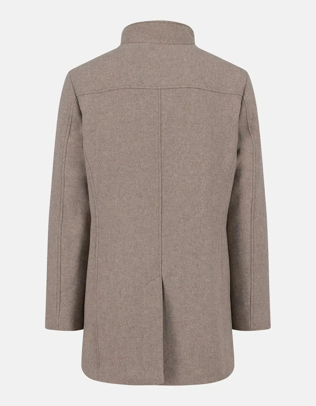 Standcollar Insert Wool Mix Coat Sand