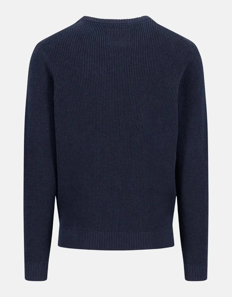 Structured Cotton Crewneck Knit Navy