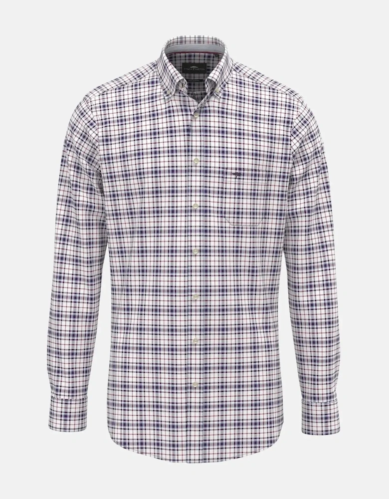 Washed Oxford Check Shirt Aubergine