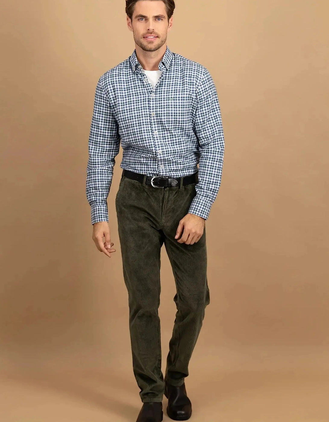 Washed Oxford Check Button Down Shirt Fern