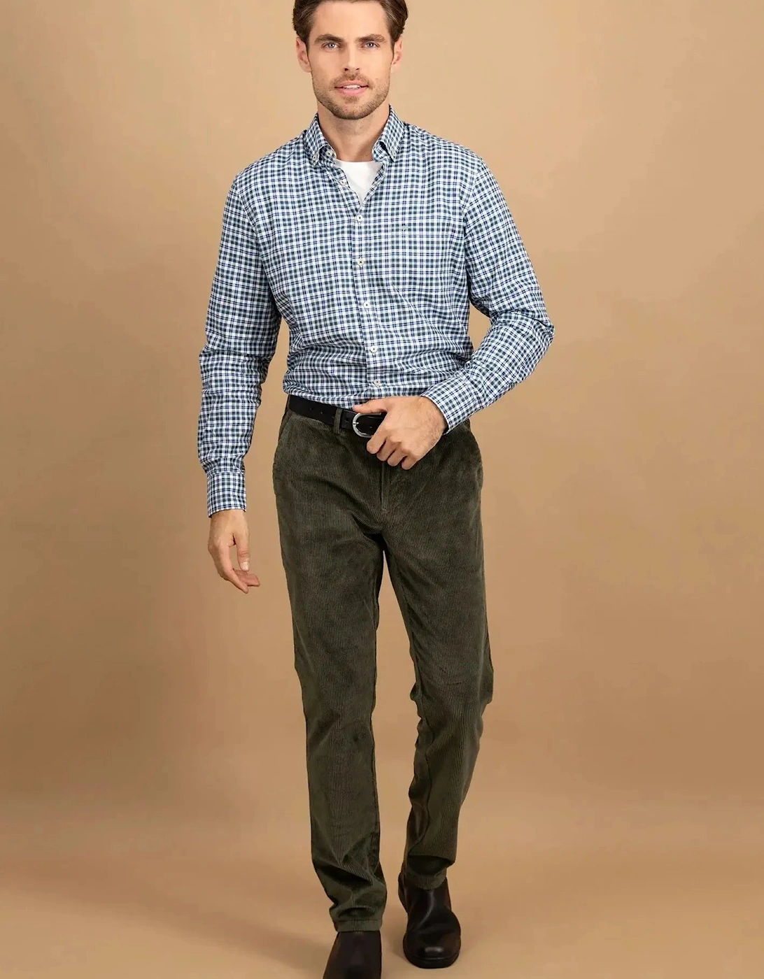 Washed Oxford Check Button Down Shirt Fern