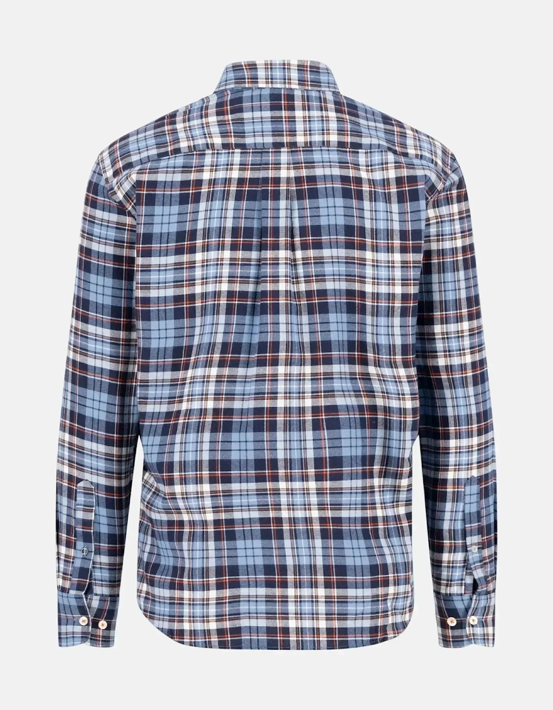 Button Down Check Pattern Flannel Shirt Navy
