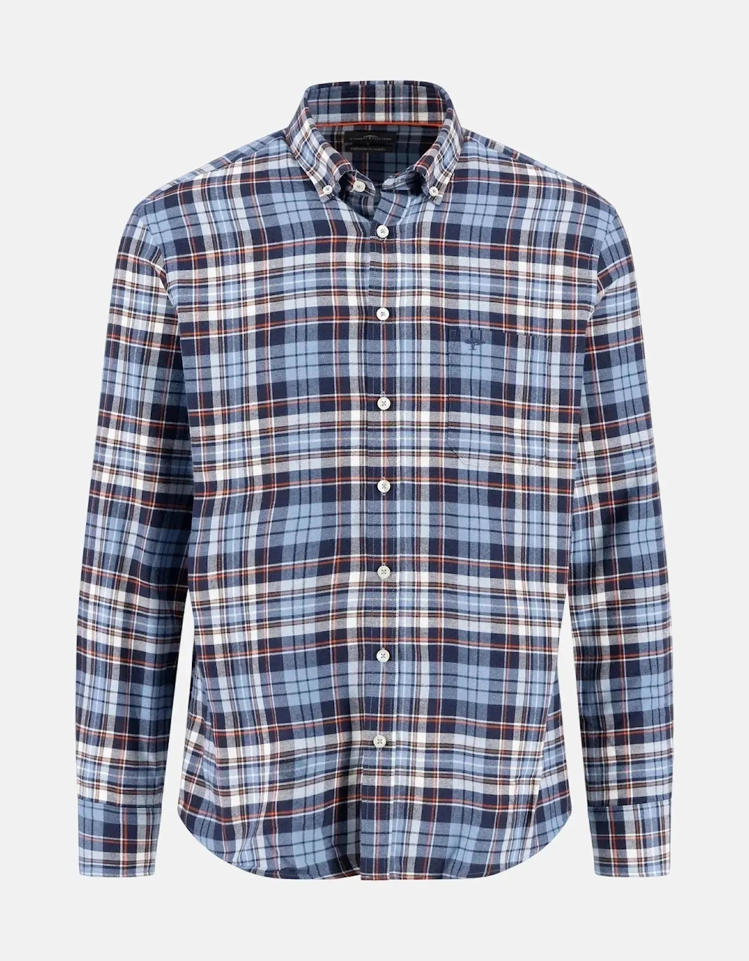 Button Down Check Pattern Flannel Shirt Navy