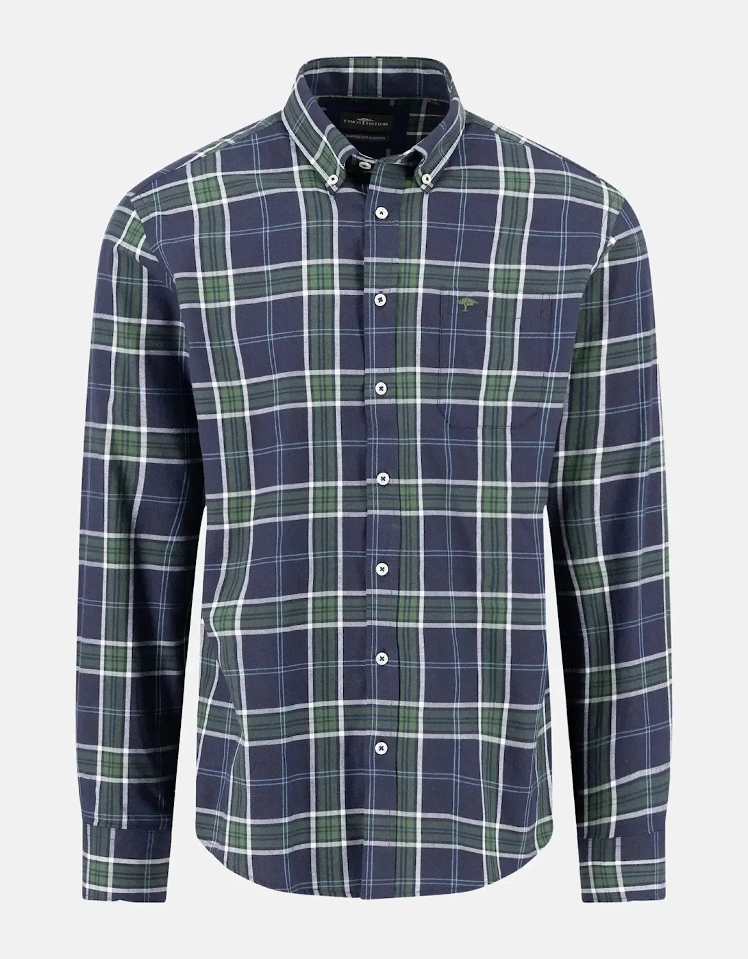 Twill Check Button Down Shirt Navy