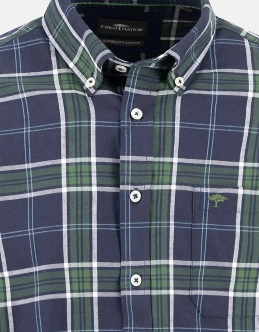 Twill Check Button Down Shirt Navy