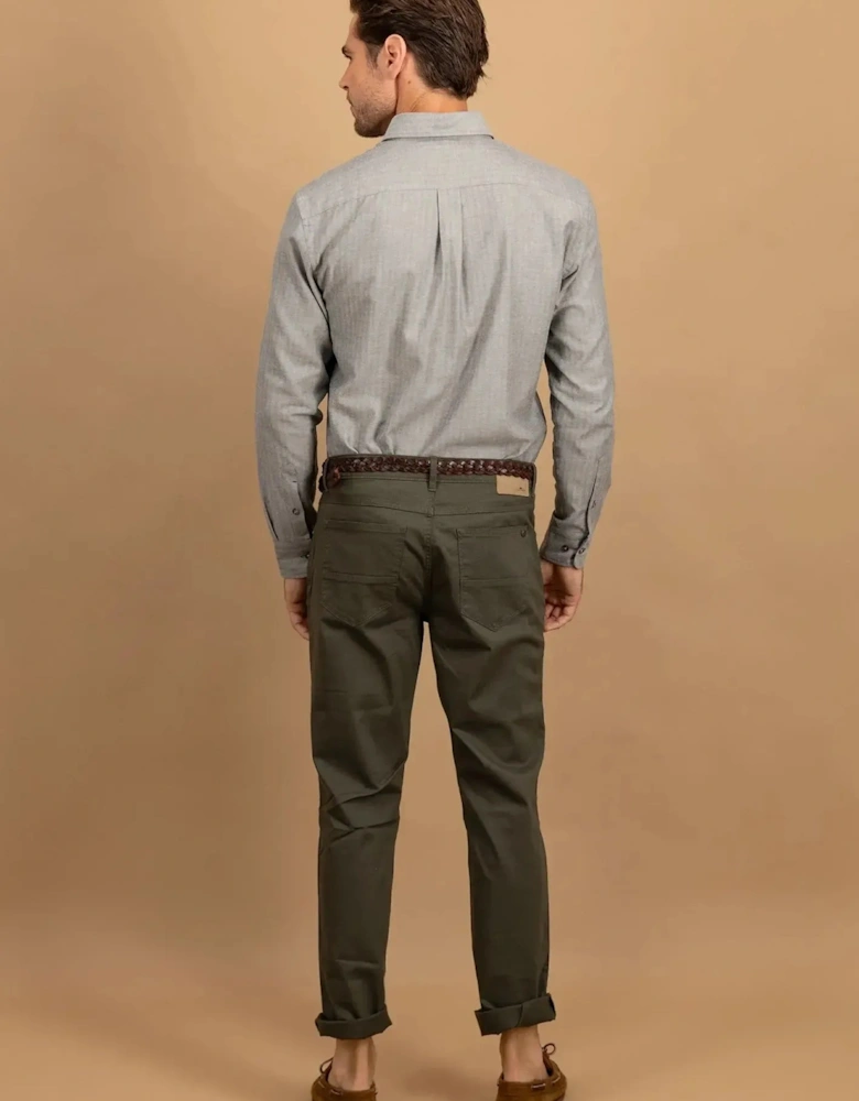 Herringbone Flannel Button Down Shirt Dark Ivy