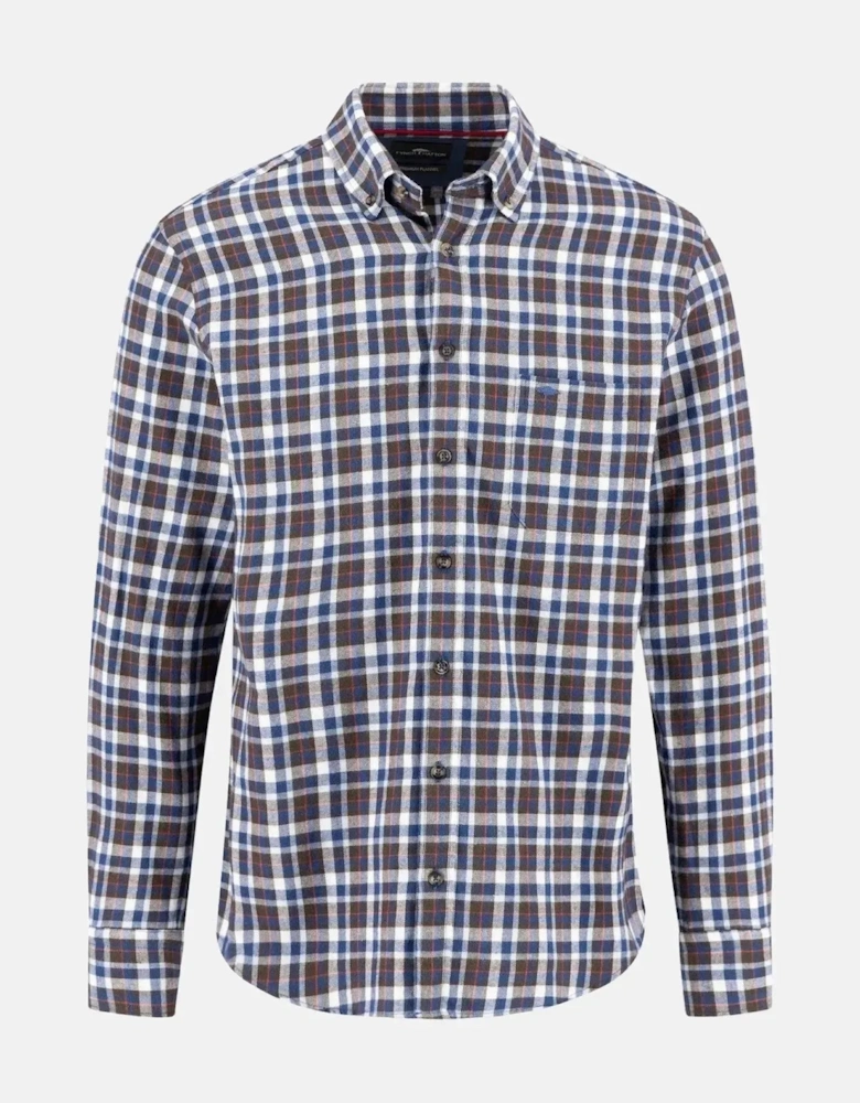 Premium Flannel Check Button Down Shirt Dark Chocolate