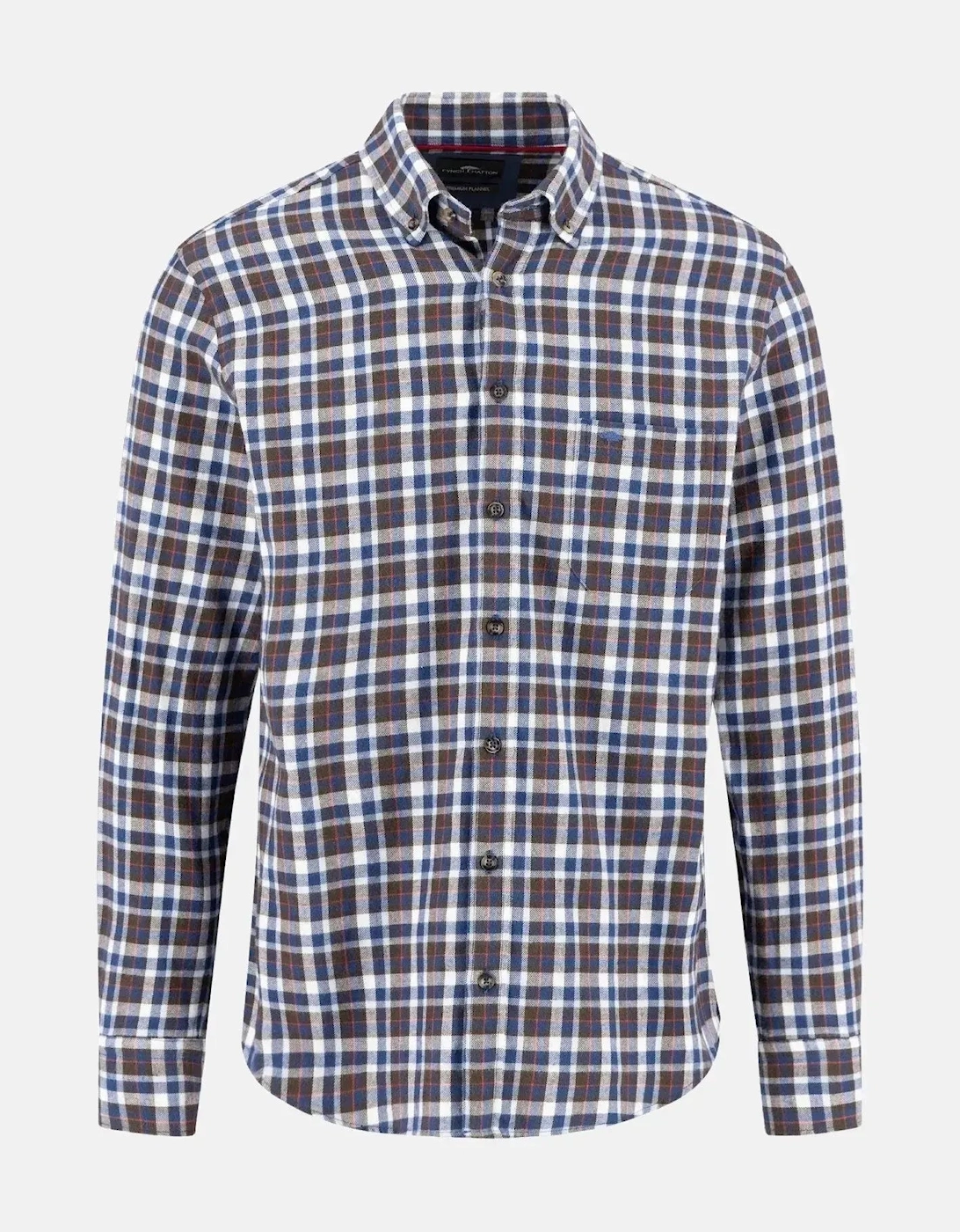 Premium Flannel Check Button Down Shirt Dark Chocolate