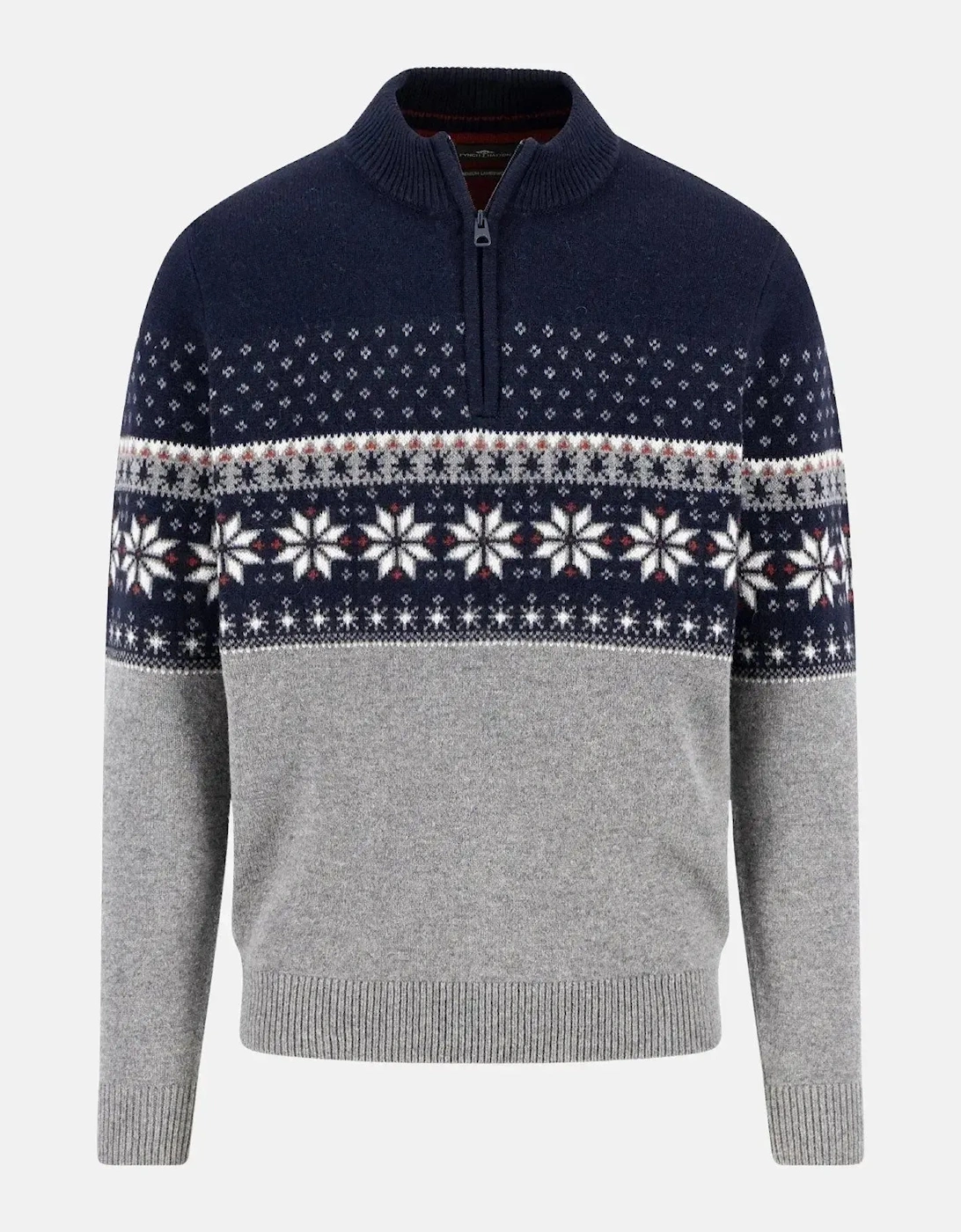 Fair Isle Lambswool 1/4 Zip Knit Navy, 6 of 5