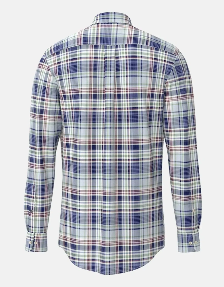 Washed Oxford Check Button Down Shirt Berry