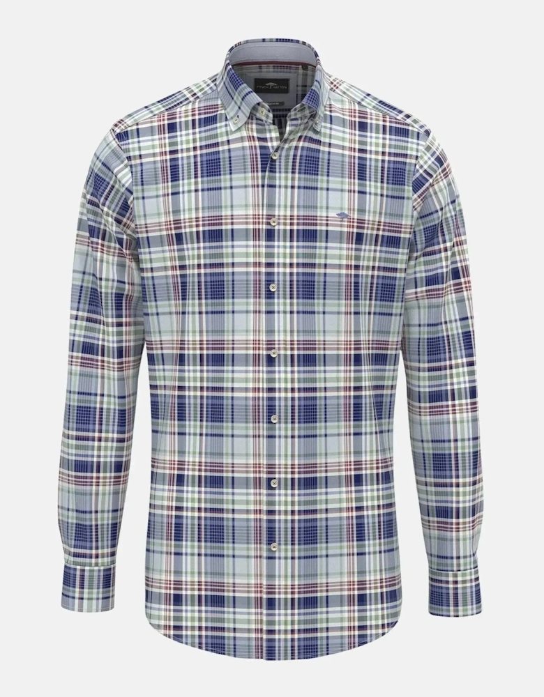 Washed Oxford Check Button Down Shirt Berry