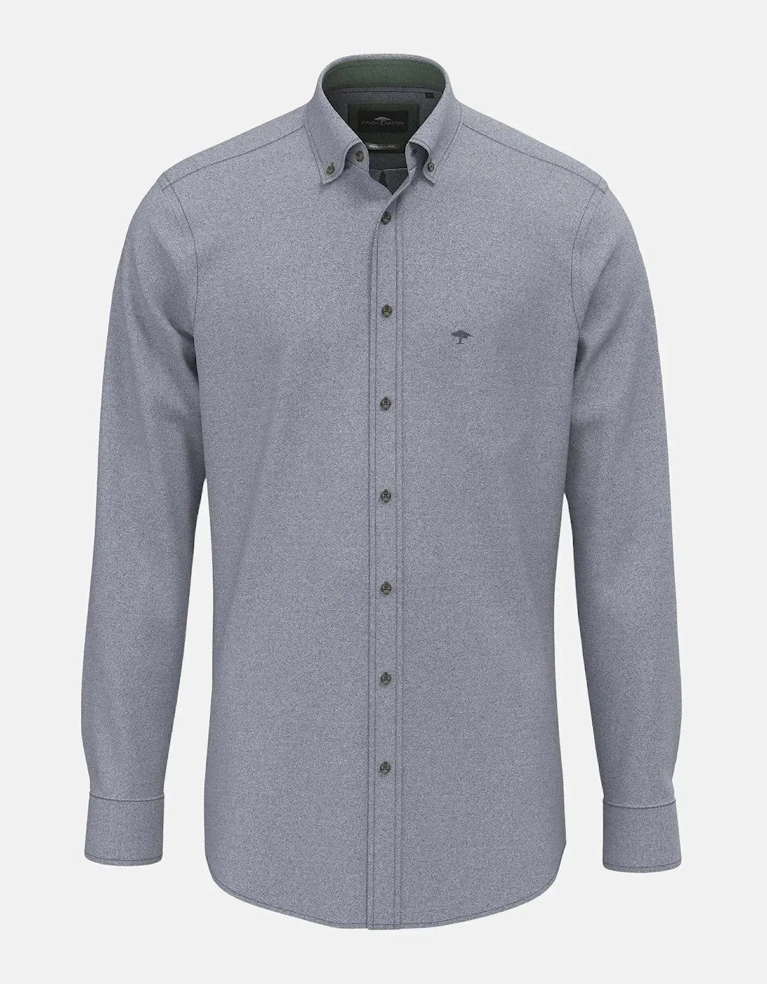 Fynch Hatton Men's Navy Herringbone Flannel Button Down Shirt - Size: 42/Regular